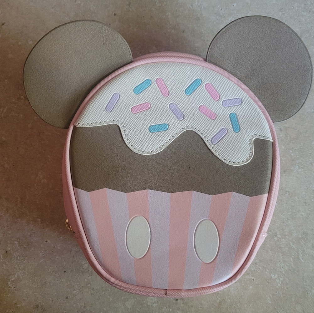 Disney Cupcake Cosmetic Bag with Pink and Brown Accents